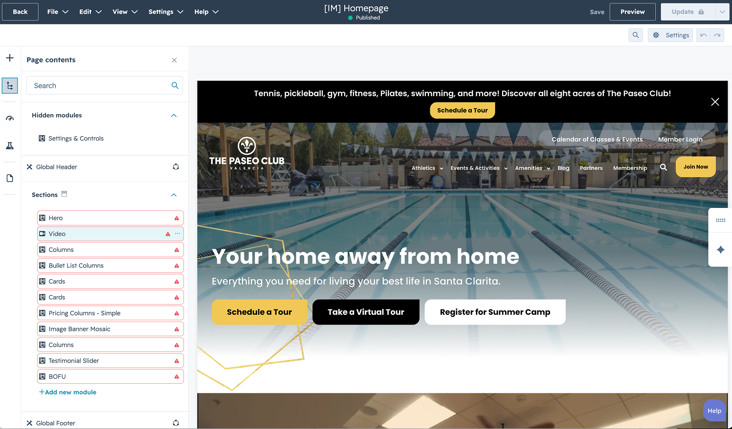 Cover image for Website Layout: The Paseo Club